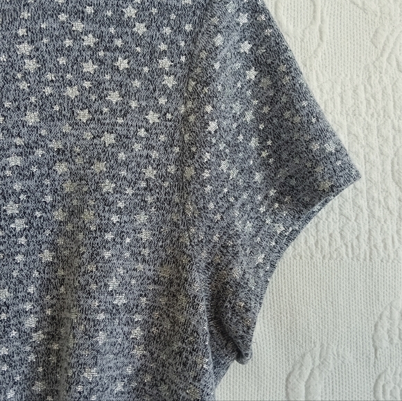 More Than Magic Silver Star Short Sleeve Tee Grey Stretch Tie Front Cute Whimsy - Picture 5 of 11